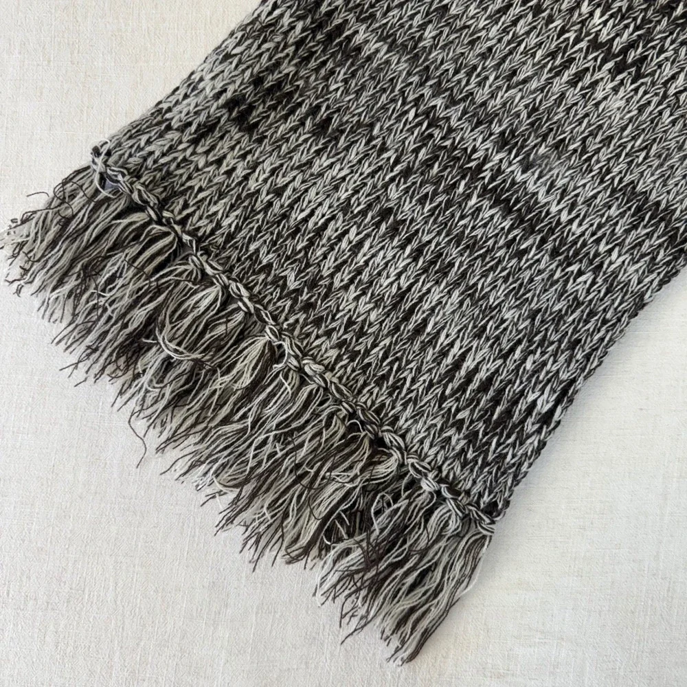 Indigo Soul Marled Knit Scarf Brown Cream‎ Fringe Acrylic Winter Accessory